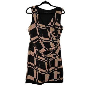 Iris Setlawke Silk Faux Wrap Sleeveless Dress Black and Mauve Size 10